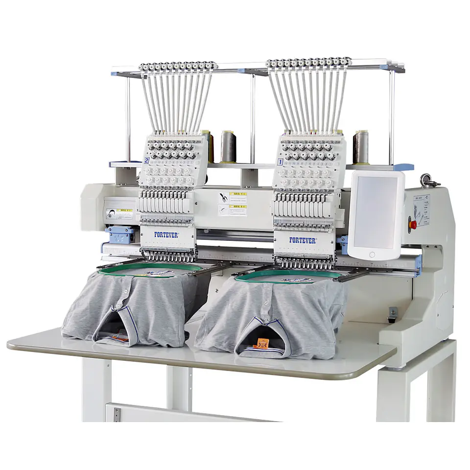 Bordadora Industrial Fortever FT-1202H – 2 Cabezales 12 Agujas | Bordado en Gorras, Uniformes y Prendas Terminadas | Área 400x500mm 3