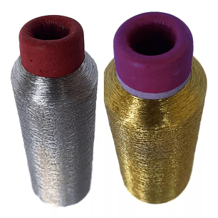 Pack hilo Bordar metalizado 3000 Mt Plata Y Dorado