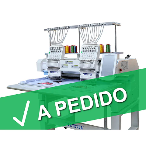 Bordadora Industrial Fortever FT-1202H – 2 Cabezales 12 Agujas | Bordado en Gorras, Uniformes y Prendas Terminadas | Área 400x500mm