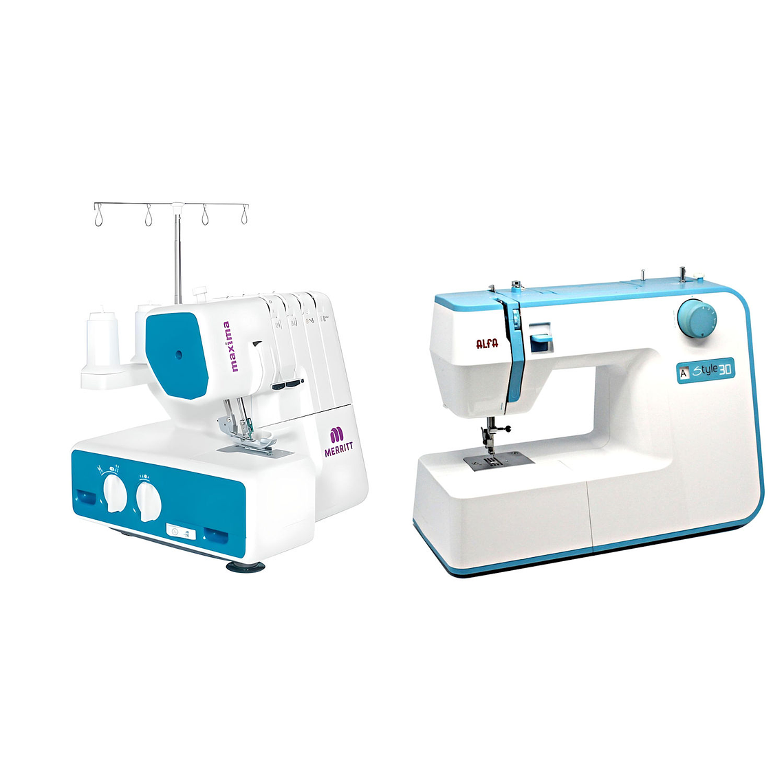 COMBO PROFESIONAL MAQ COSER ALFA 30 + OVERLOCK ME MERRIT 1