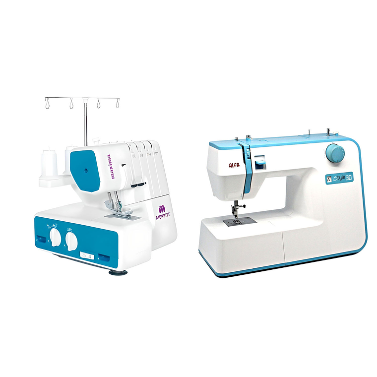 COMBO PROFESIONAL MAQ COSER ALFA 30 + OVERLOCK ME MERRIT 1