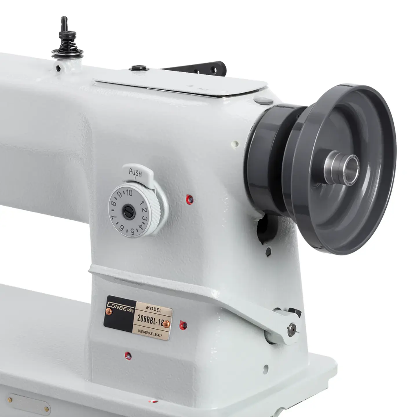 Máquina de Coser Industrial Consew 206RBL-18 – Triple Arrastre, Brazo Largo 18”, Puntada Pesada para Cuero, Marroquinería y Tapicería 3
