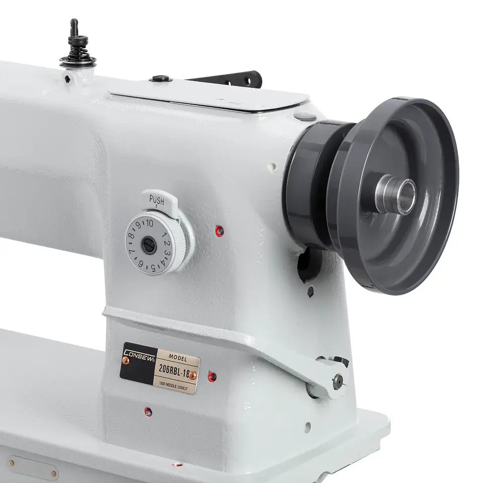 Máquina de Coser Industrial Consew 206RBL-18 – Triple Arrastre, Brazo Largo 18”, Puntada Pesada para Cuero, Marroquinería y Tapicería 3