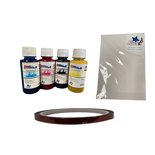 Pack Sublimación BCYM + Resma A4 100 Hojas+Cinta Adhesiva de Alta Temperatura 5mm x 33m