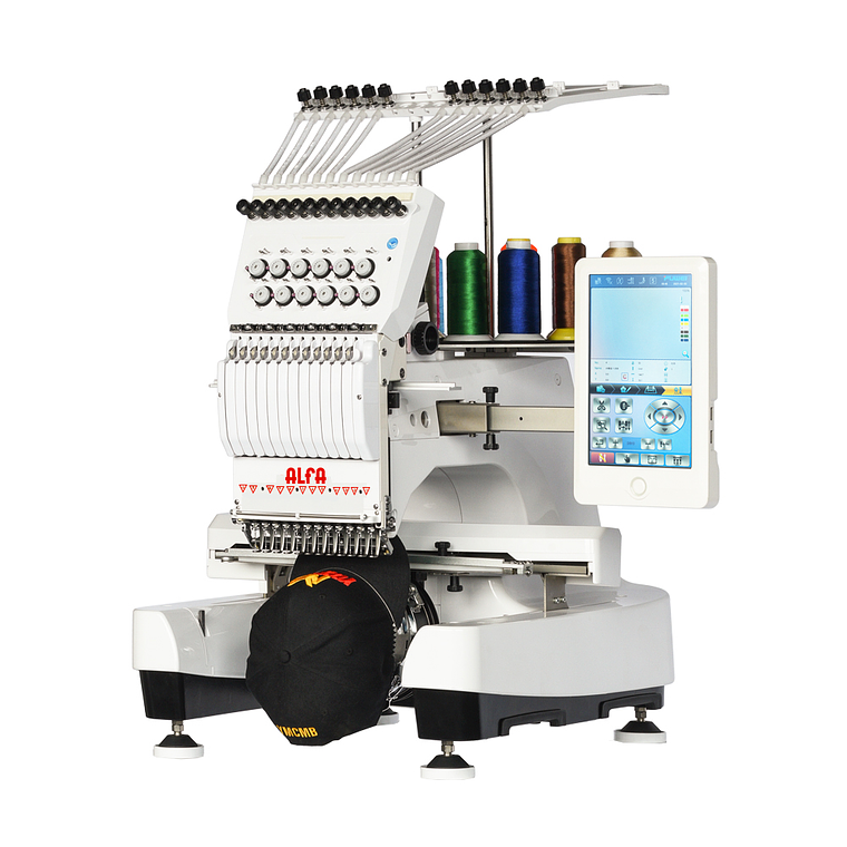 Bordadora Industrial Alfa AX12 | 12 Agujas | 1 Cabeza | Plano y Gorras | Pantalla LCD 10