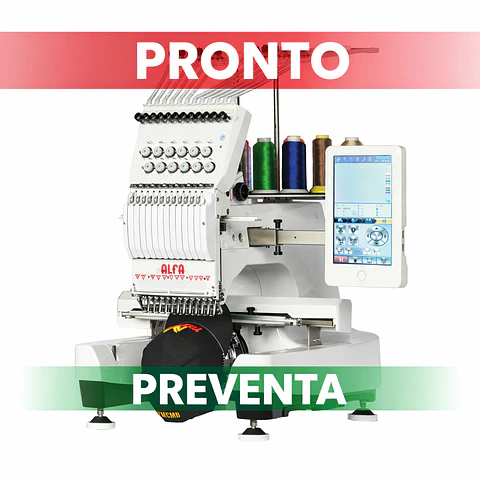 Bordadora Industrial Alfa AX12 | 12 Agujas | 1 Cabeza | Plano y Gorras | Pantalla LCD 10" | Marca Premium con 105 Años