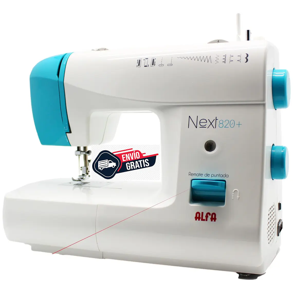 Máquina de Coser Alfa Next 820 Plus – Cose Jeans y Telas Gruesas | 6 Filas de Arrastre, 9 Puntadas, Ojal Automático 1