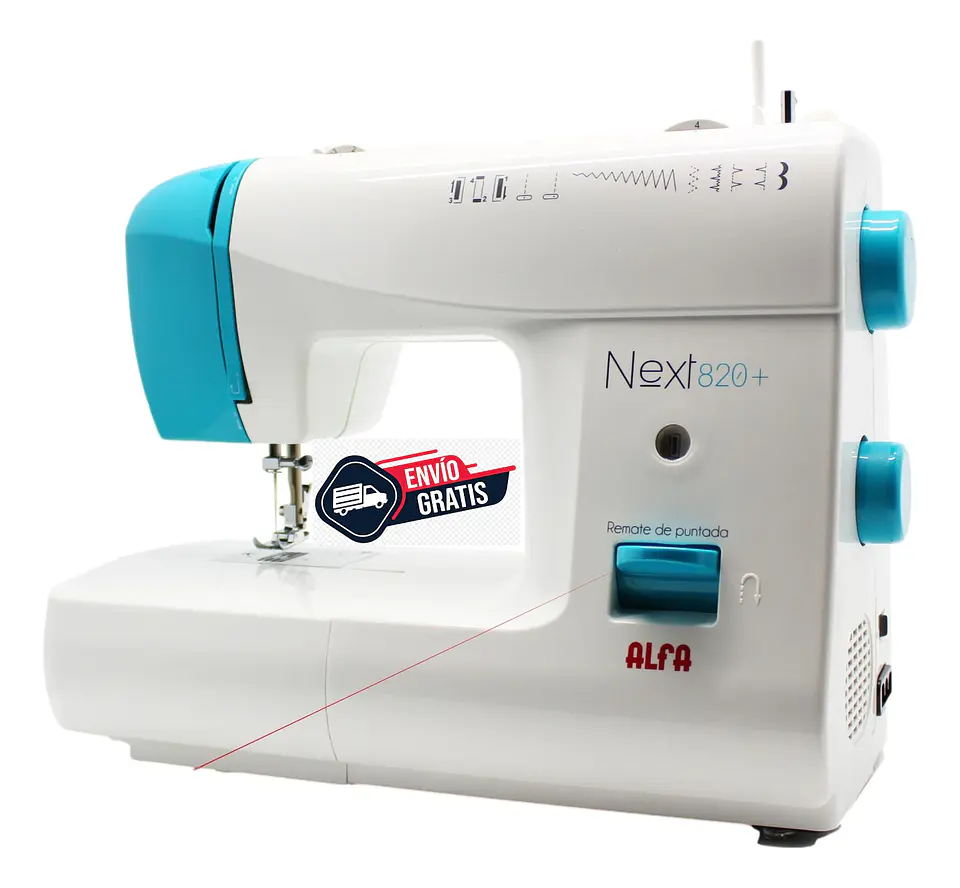 Máquina de Coser Alfa Next 820 Plus – Cose Jeans y Telas Gruesas | 6 Filas de Arrastre, 9 Puntadas, Ojal Automático 1