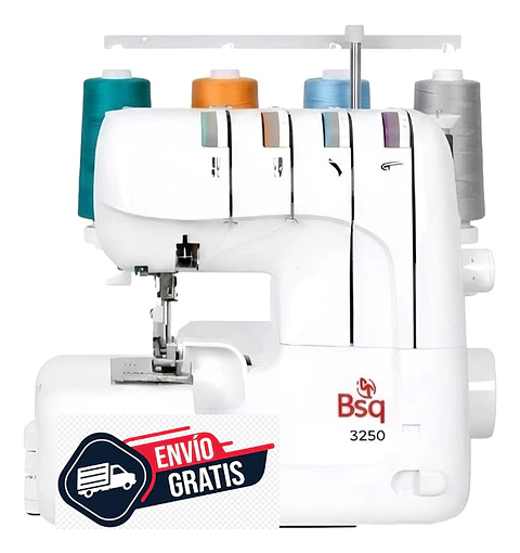 Overlock BSQ 3250 — 12 Puntadas para Todo Tipo de Telas: Lana, Jean, Lycra y más | Liviana y Fácil de Usar