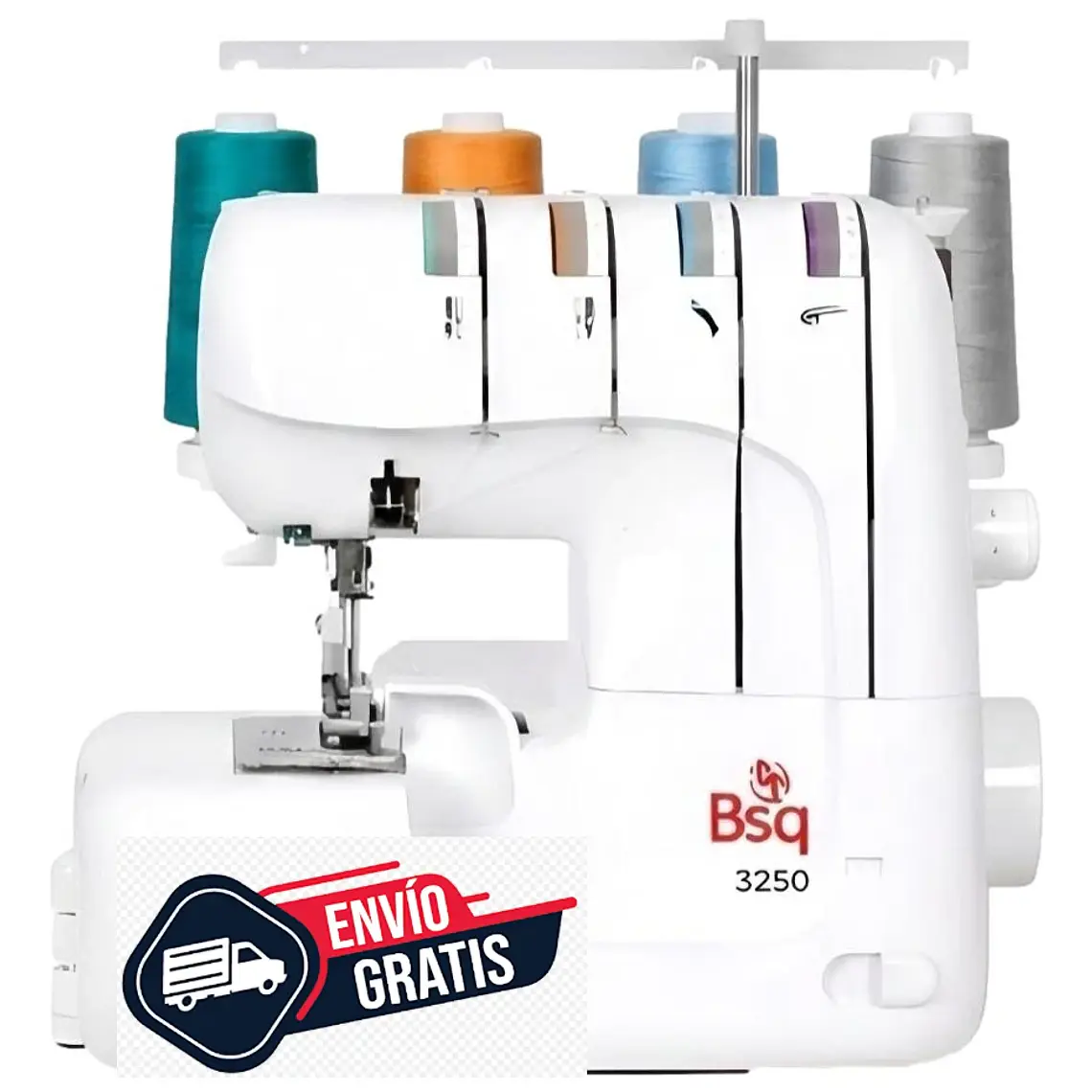 Overlock BSQ 3250 — 12 Puntadas para Todo Tipo de Telas: Lana, Jean, Lycra y más | Liviana y Fácil de Usar 1