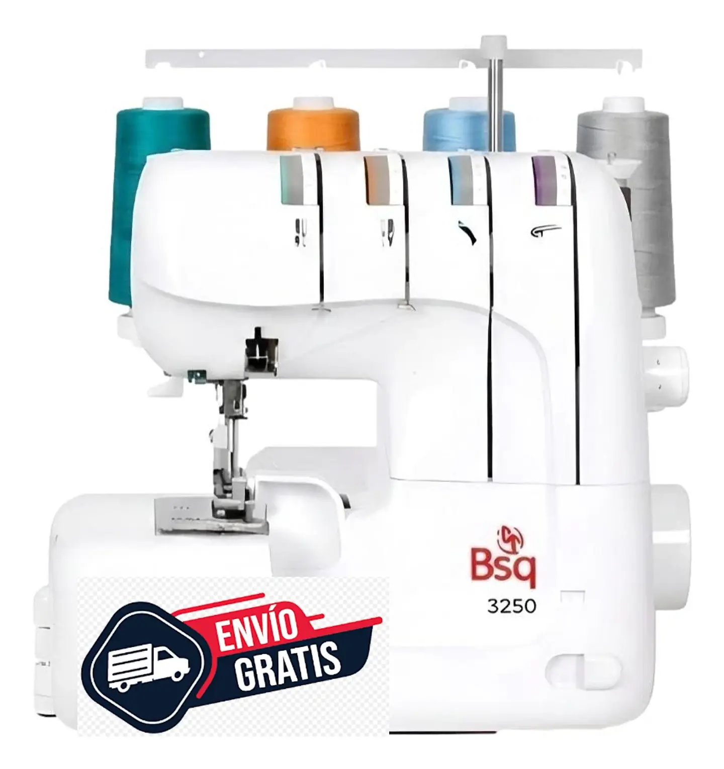 Overlock BSQ 3250 — 12 Puntadas para Todo Tipo de Telas: Lana, Jean, Lycra y más | Liviana y Fácil de Usar 1