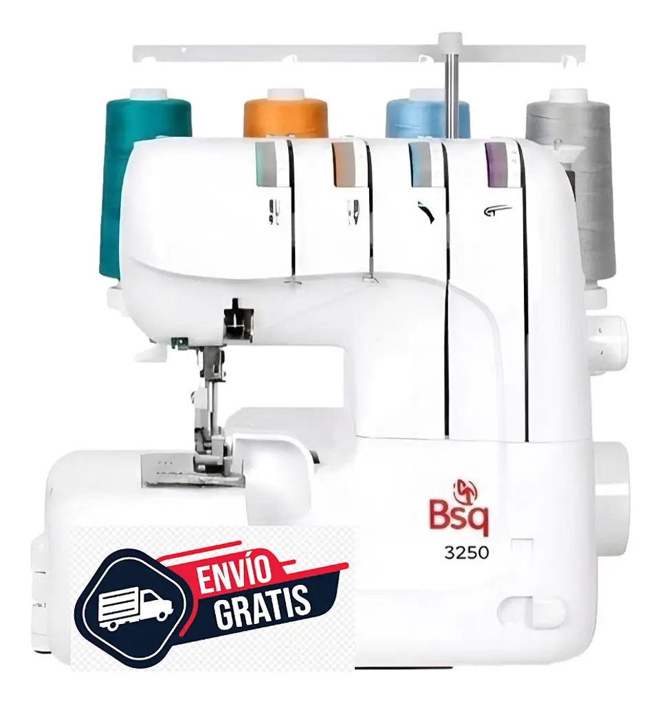 Overlock BSQ 3250 — 12 Puntadas para Todo Tipo de Telas: Lana, Jean, Lycra y más | Liviana y Fácil de Usar 1