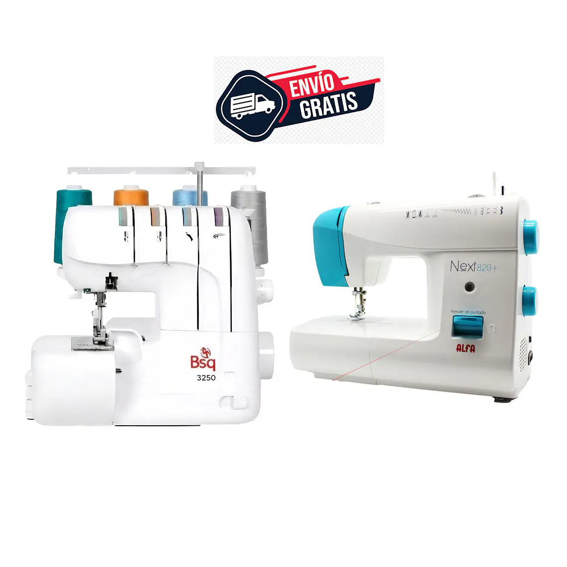 PACK EMPRENDE LITE OVERLOCK 3250 + MAQ COSER NEXT 820 PLUS 1