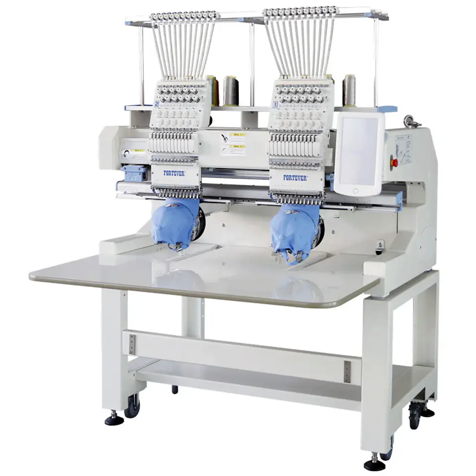 Bordadora Industrial Fortever FT-1202H – 2 Cabezales 12 Agujas | Bordado en Gorras, Uniformes y Prendas Terminadas | Área 400x500mm 3