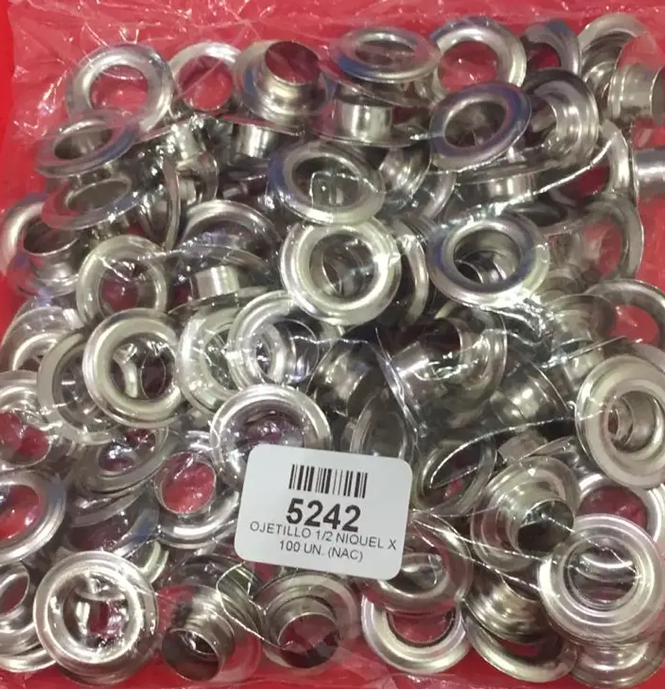Ojetillo Metálico 12 mm Niquelado Ibarra – Bolsa de 100 Juegos con Arandela 2