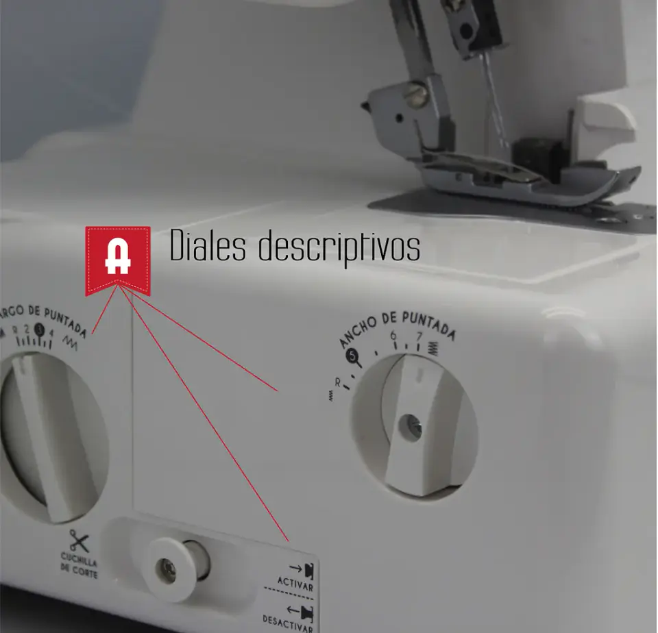 OVERLOCK ALFA MOD 8708 - Máquina de 4 Hilos, Brazo Libre, Velocidad 1200 ppm 4