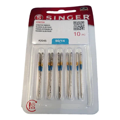 Aguja Singer 2045 Punta de Bola #14/90 para Telas Elásticas – Blíster 10 Unidades