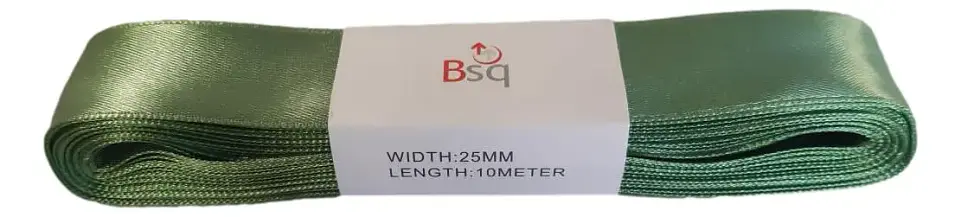 Cinta de Raso Verde Musgo BSQ 25 mm x 10 m Cod 8083 – Satín de Poliéster de Una Cara 1