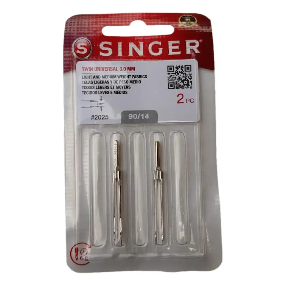 Aguja gemela Singer 2025 3 mm 90/14, blister de 2 unidades 1