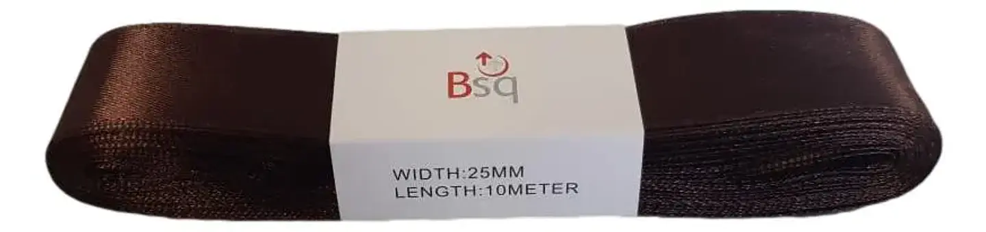 Cinta de Satín BSQ 25 mm Café Oscuro – Pieza de 10 Metros Cód. 8135 1