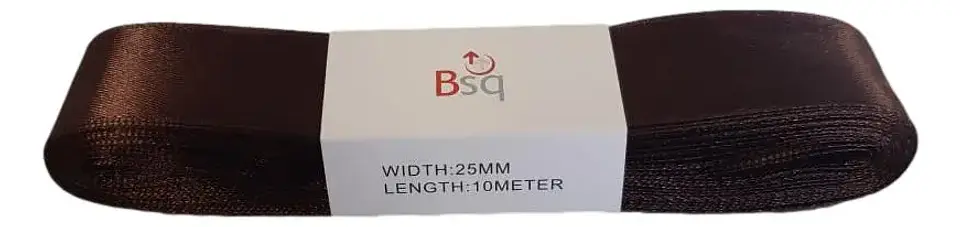 Cinta de Satín BSQ 25 mm Café Oscuro – Pieza de 10 Metros Cód. 8135 1