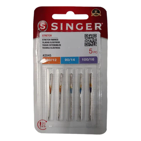 Aguja Singer 2045 Punta de Bola Surtida #80-100 para Telas Elásticas – Blíster 5