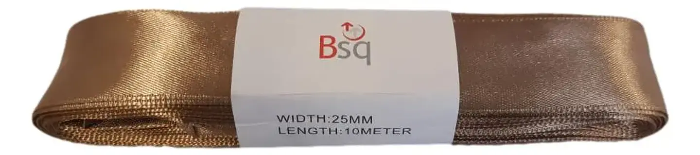 Cinta de Satín BSQ 25 mm Café Opaco – Pieza de 10 Metros Cód. 8131 1