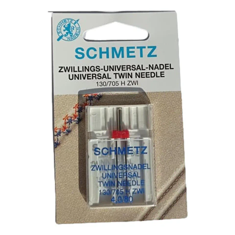Aguja Doble Schmetz 130/705 H ZWI 4,0 mm #80 para Máquina Doméstica Zigzag