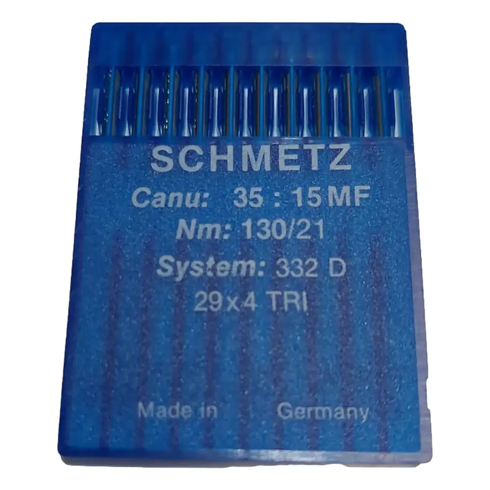 Aguja Schmetz 29x4 TRI N° 21/130 Punta Lanza – Sistema 332 D para Máquina de Parche 1