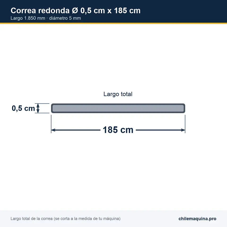 Correa de Cuero Redonda 5 mm x 1,85 m con Grapa para Máquina de Coser de Pedal 2
