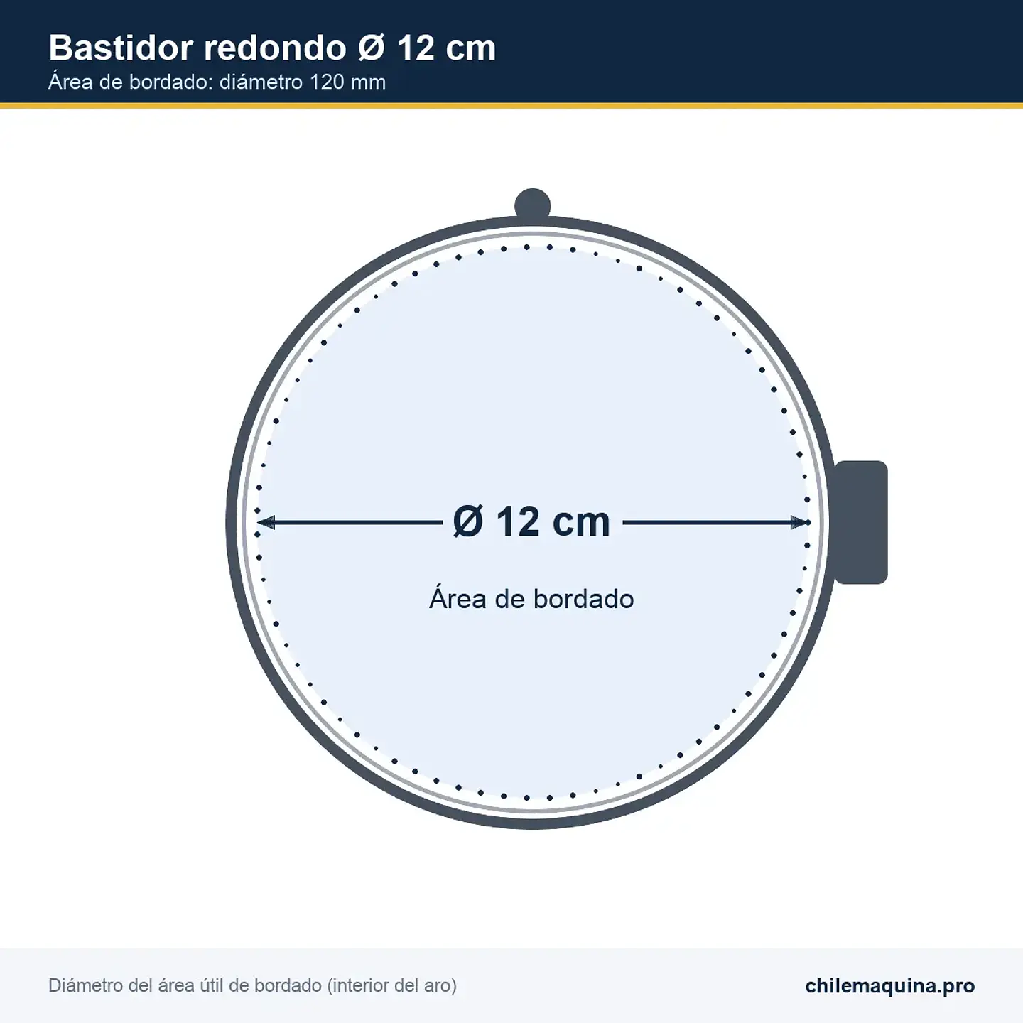 Bastidor Redondo 12 cm para Bordadora Multiaguja BSQ / Fortever FT-1201 (T1201) 2