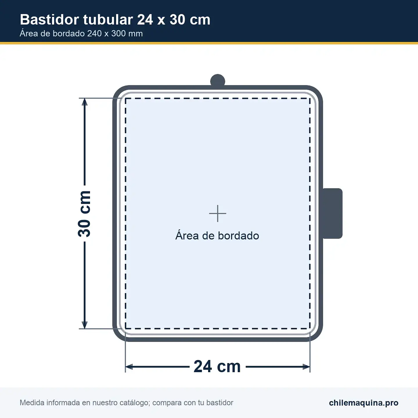 Bastidor Tubular 24 x 30 cm para Bordadora Multiaguja BSQ / Fortever FT-1201 (T1201) 3