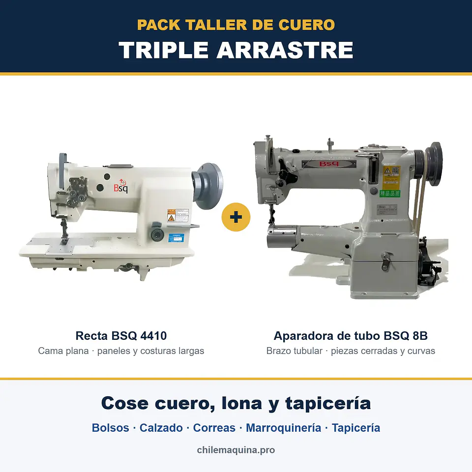 Pack Taller de Cuero – Recta Triple Arrastre BSQ 4410 + Aparadora de Tubo BSQ 8B 1