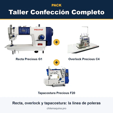 Pack Taller Confección Completo – Recta G1 + Overlock C4 + Tapacostura F20