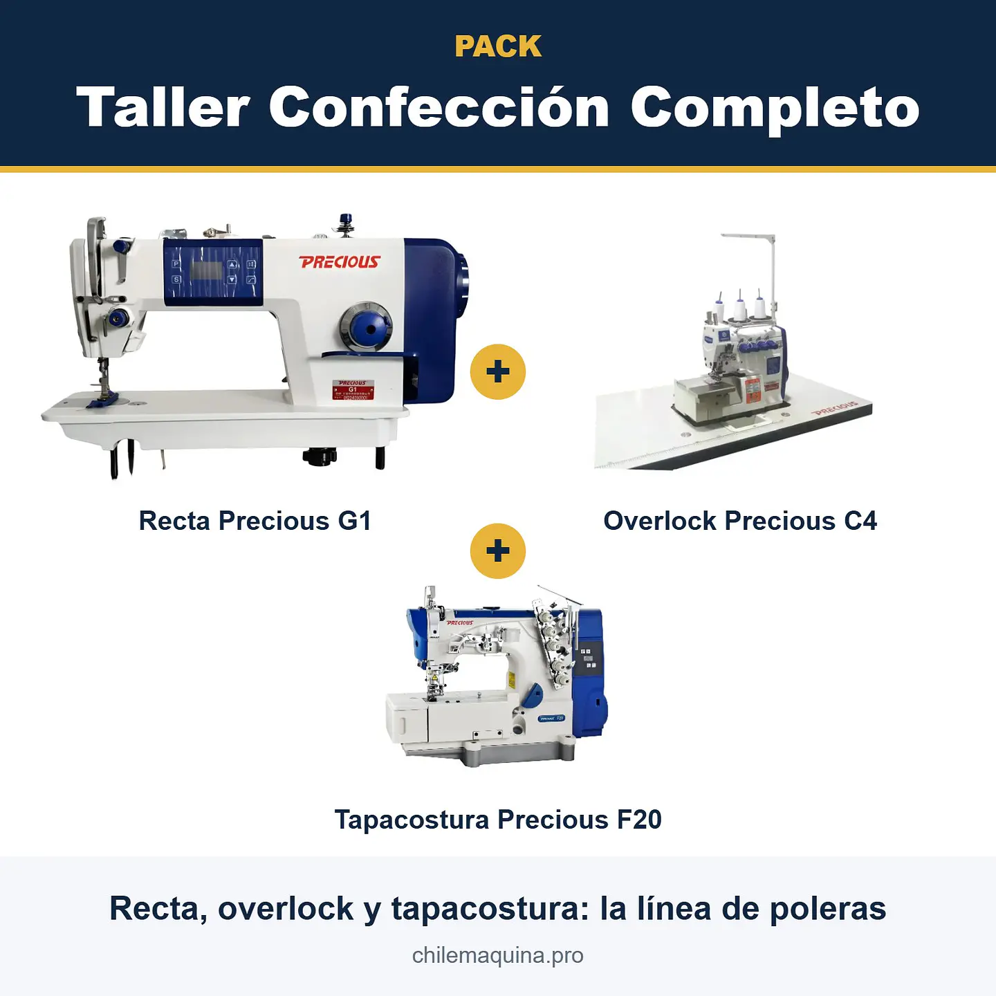 Pack Taller Confección Completo – Recta G1 + Overlock C4 + Tapacostura F20 1