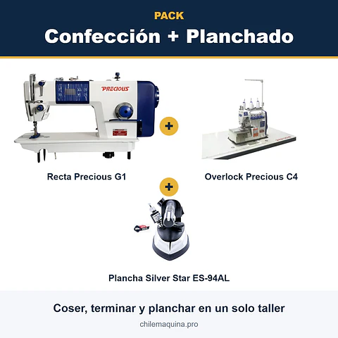 Pack Taller Confección + Planchado – Recta G1 + Overlock C4 + Plancha ES-94AL