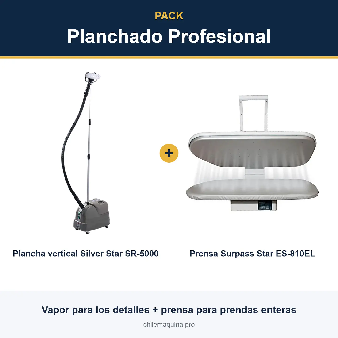 Pack Planchado Profesional Silver Star SR-5000 + Prensa ES-810EL – Sistema Completo para Taller de Costura 1