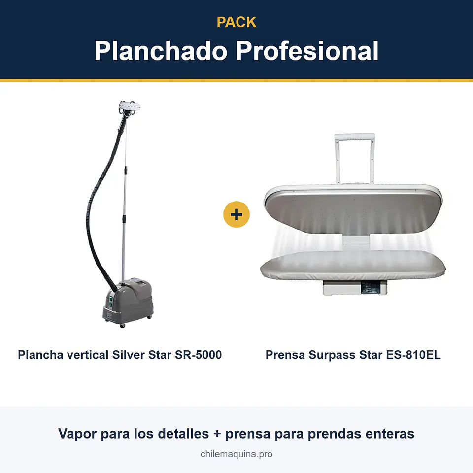Pack Planchado Profesional Silver Star SR-5000 + Prensa ES-810EL – Sistema Completo para Taller de Costura 1
