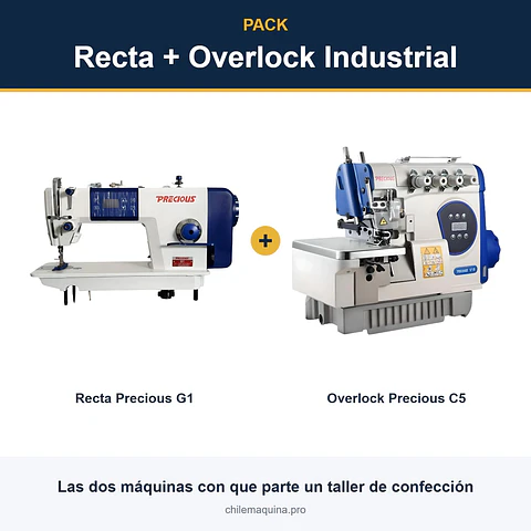 Pack Máquina Recta Industrial Precious G1 + Overlock Industrial Precious C5 – Motor Directo