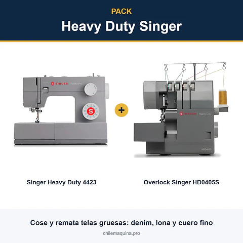Combo Heavy Duty Singer Máquina Coser 4423 + Overlock Mod HDO405S
