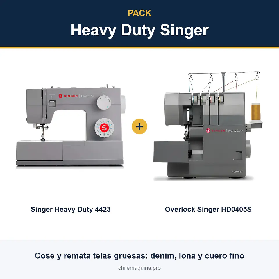 Combo Heavy Duty Singer Máquina Coser 4423 + Overlock Mod HDO405S 1