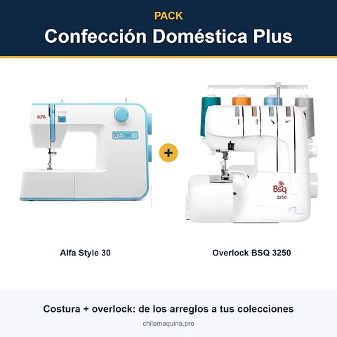 Pack Confección Doméstica Plus – Alfa Style 30 + Overlock BSQ 3250