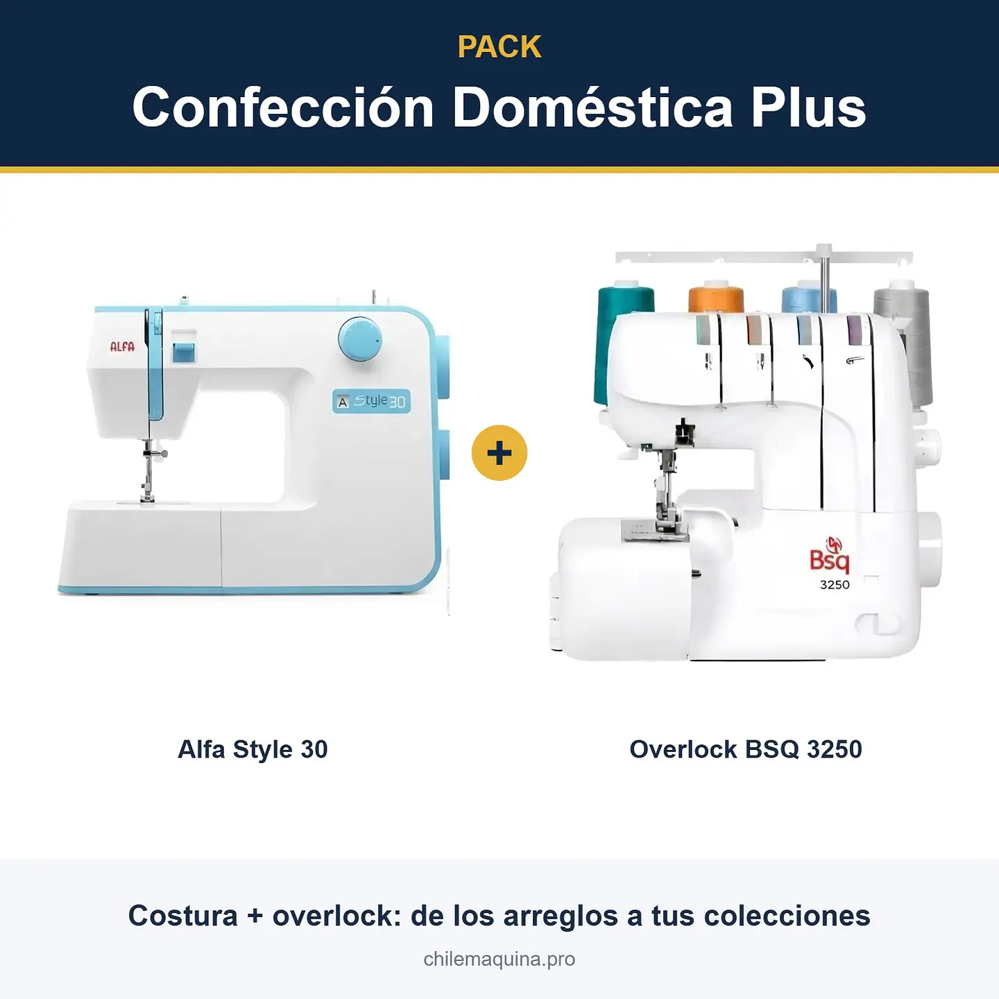 Pack Confección Doméstica Plus – Alfa Style 30 + Overlock BSQ 3250 1