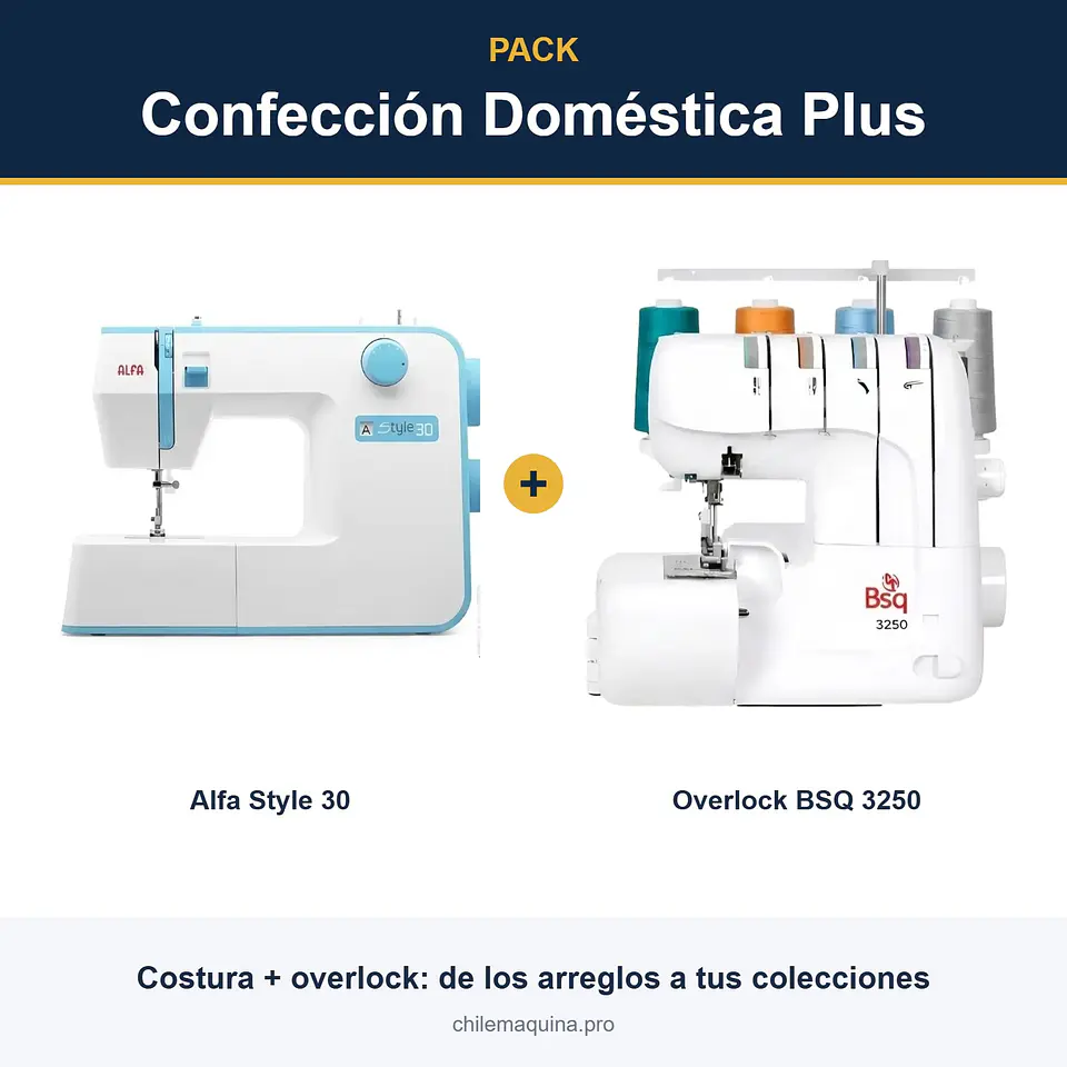 Pack Confección Doméstica Plus – Alfa Style 30 + Overlock BSQ 3250 1
