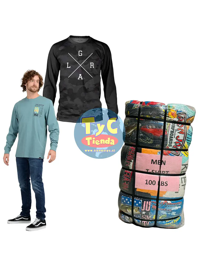 Fardo poleras Hombre Manga Larga 45kg Premium 1