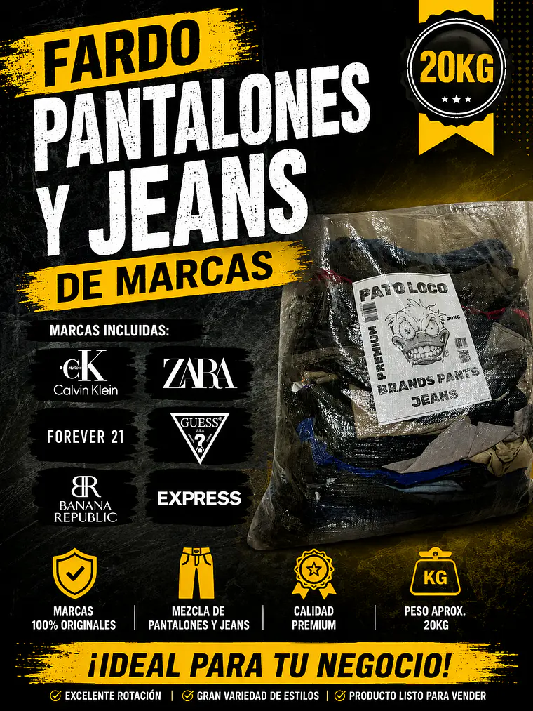 Fardo Pantalones y Jeans Marcas premium 20kg 2