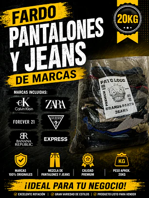 Fardo Pantalones y Jeans Marcas premium 20kg