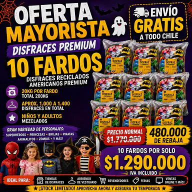 OFERTA MAYORISTA – 10 FARDOS DE DISFRACES PREMIUM 1
