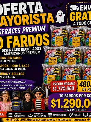 OFERTA MAYORISTA – 10 FARDOS DE DISFRACES PREMIUM