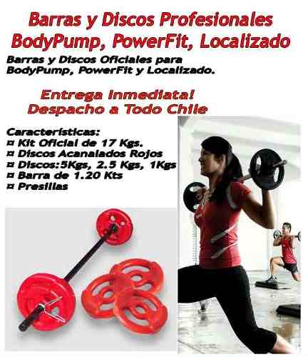 Bodypump Kit Profesionales 17 Kgs Discos Acanalados Rojos 